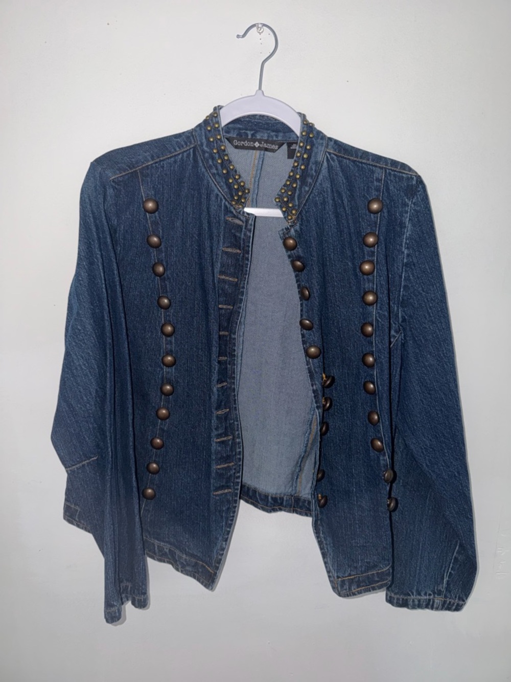 Gordon James Studded Denim Jacket Women’s Medium Blue Military Style